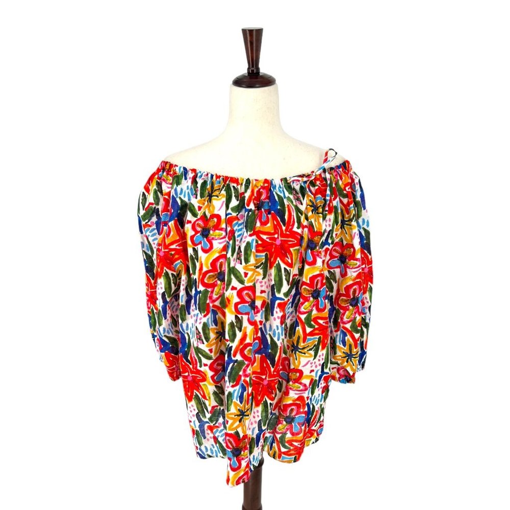 Handmade Floral Painted Pattern Off The Shoulder Blouse | 2x